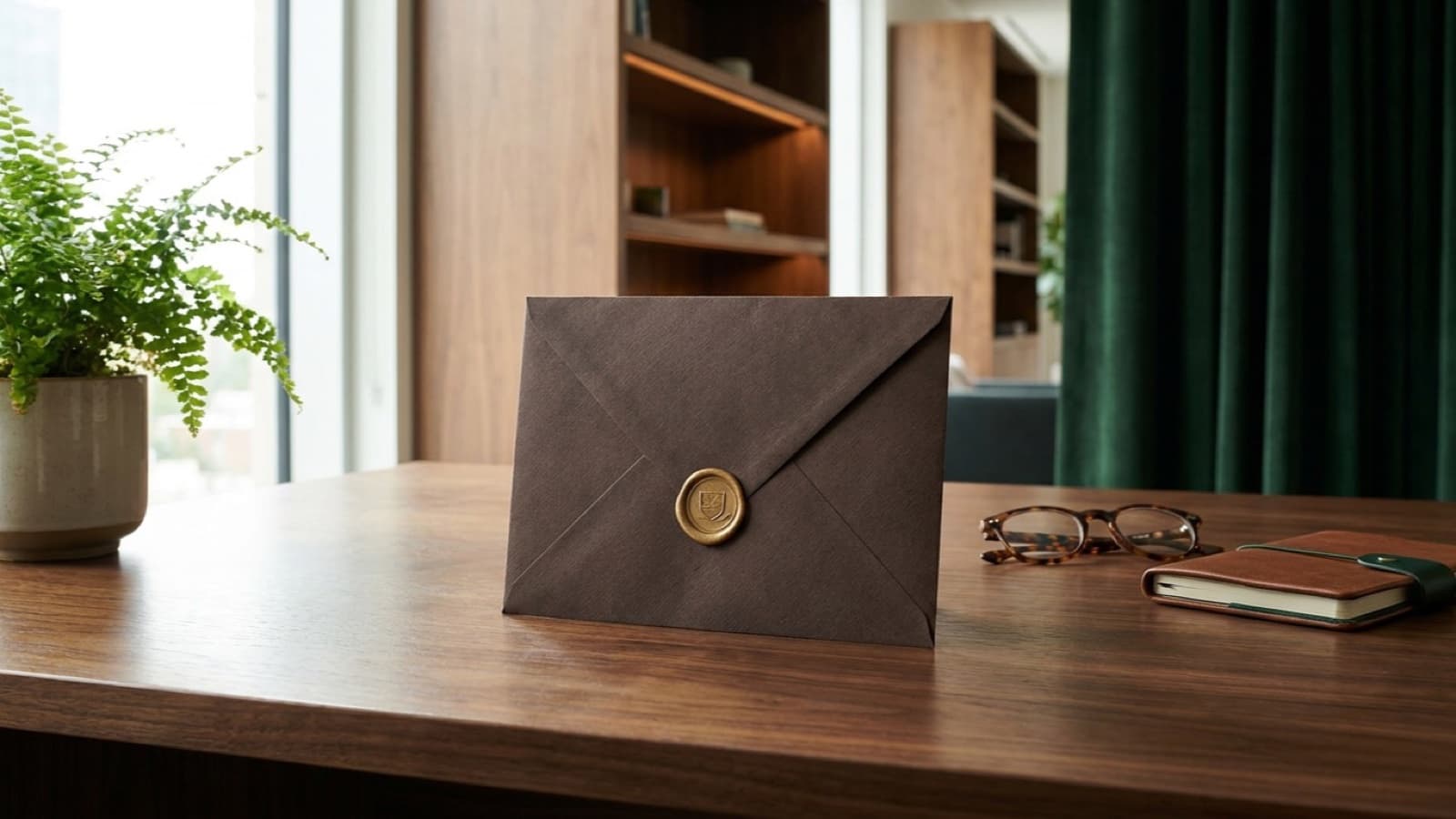 Envelope com lacre dourado simbolizando a carta de crédito
